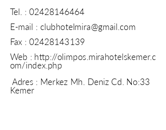Mira Olimpos Beach Hotel iletiim bilgileri